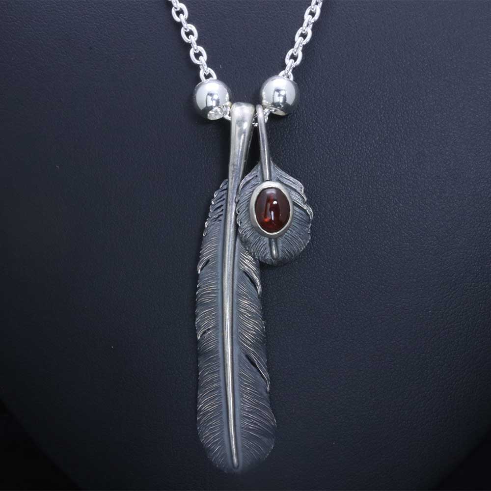 ペンダント メンズ 龍頭 八咫烏 フェザー ペンダントトップ 燻し仕上 シルバービーズ チェーン付 ガーネット ブルートパーズ アメジスト ペリドット レインボームーンストーン ブルーレインボームーンストーン ブラックラブラドライト 重ね付け ヤタガラス シルバー ブランド
