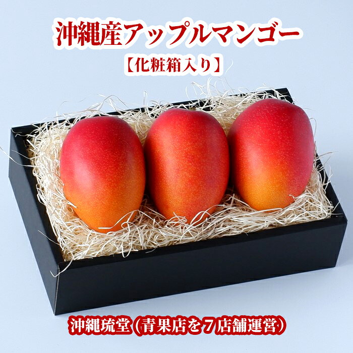 【ギフト最大限対応・化粧箱入り】沖縄産アップルマンゴー3玉(1kg以上)【即発送可・送料無料】自宅用 贈り物 ギフト 熨斗 のし お誕生日 お中元 御中元 御歳暮 御年賀 御祝 内祝 入学祝 父の日 母の日 お見舞 出産祝 結婚祝 新鮮直送