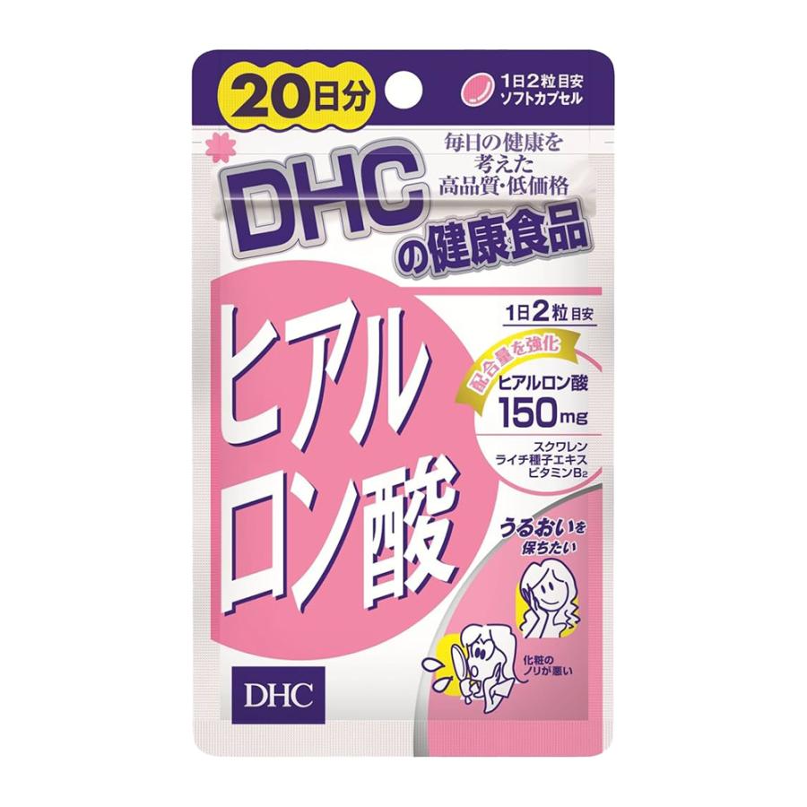 もともと体内にあって、体をみずみずしく保つはたらきをしているヒアルロン酸。 ところが年齢を重ねるにつれて生成量は減少します。 カサつき、シワ、たるみなどのトラブルが気になりはじめたら、サプリメントで内側から“うるおいの素”を補いましょう！ 『ヒアルロン酸』は、一日摂取目安量あたり150mgのヒアルロン酸を配合。 さらに、うるぷる成分を守るライチ種子エキス、外部刺激や水分蒸発を防ぐ皮脂膜成分スクワレン、コンディションを整えるビタミンB2をプラスしました。 成分・原材料 【名称】ヒアルロン酸含有食品 【原材料名】スクワレン（国内製造）、オリーブ油、ライチ種子エキス末/ゼラチン、ヒアルロン酸、グリセリン、ミツロウ、グリセリン脂肪酸エステル、レシチン（大豆由来）、ビタミンB2 【栄養成分表示［2粒660mgあたり］】熱量3.8kcal、たんぱく質0.24g、脂質0.27g、炭水化物0.10g、食塩相当量0.002g、ビタミンB2 2.0mg、ヒアルロン酸150mg、スクワレン170mg、ライチ種子エキス末10mg