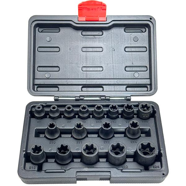 17点セット E型トルクスソケット インパクト対応（E5〜E24） T340