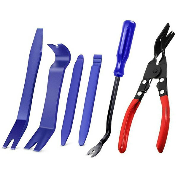 内張り外し クリップリムーバー プライヤー ＆ ドライバータイプ ドアクリップ外し 6本セット A042