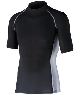 Rakuten - 【メール便可】　S～3L　春夏JW624　BT冷感・消臭パワーストレッチ半袖バックハイネックシャツ　ブラック・ホワイト　送料安い　コンプレッションシャツ　おたふく手袋