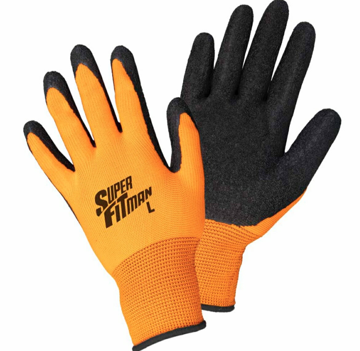 Rakuten - 【手袋】富士手袋　9677　スーパーフィットマン　10P　S/M/L/LL　黒/オレンジ/ブルー/赤/蛍光イエローの各2双の10双アソートパック　宅配便や引っ越しなどの倉庫業にぴったり　天然ゴム、しわ加工　丈夫で滑りにくい　リーズナブルな価格で好評！