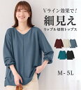 2024秋冬 秋 冬 ニット 長袖 vネック 細見えライン リップル切替トップス 服 Viola e Viola ヴィオラ ryuryu リュリュ
