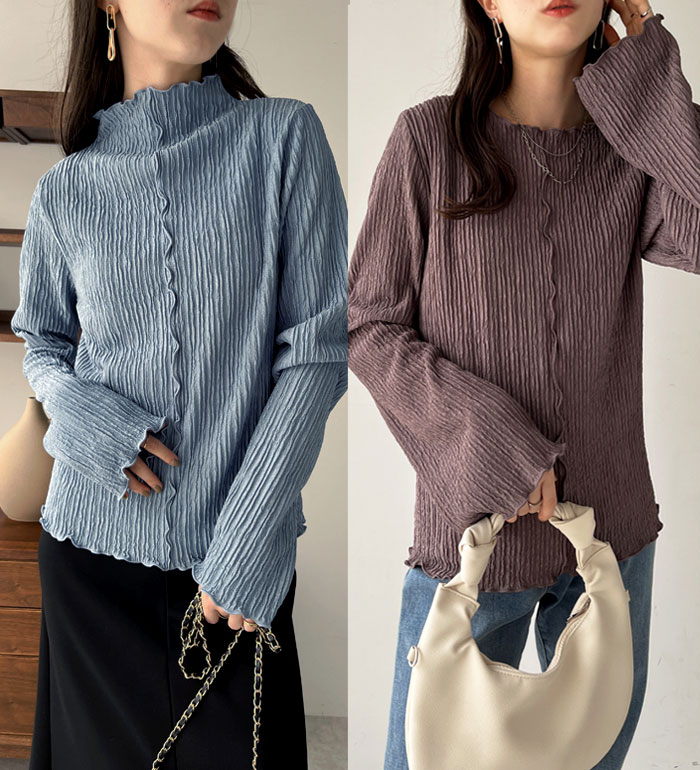 【選べる2タイプ】着回し自在なジャカードトップス レディース 秋 冬 春 トップス Tシャツ・カットソー アイボリー/ブラック/ブルー/モカ/ライトグレー/Gベージュ S-LL