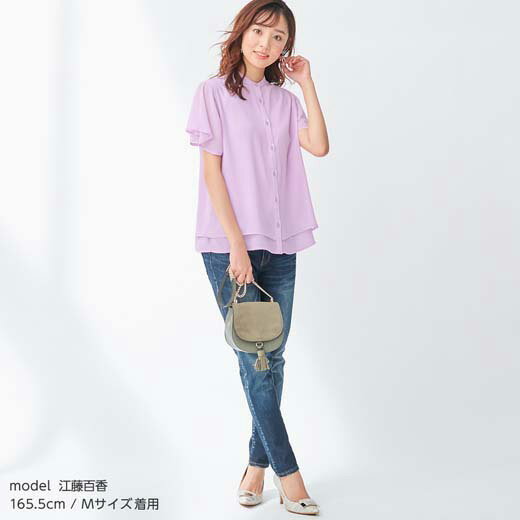 楽天市場 Web限定 ブラウス M L Ll 3l楊柳シフォンバンドカラーブラウス M 3l 代 30代 40代 レディース Ryuryu リュリュ 大人 ファッション 春 夏 夏服 トップス 大きいサイズ Alotta Ryuryu リュリュ