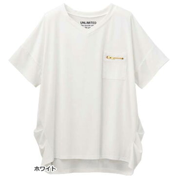 【400円OFFクーポン配布中】Tシャツ3L ジップポケットサイドタックゆるTシャツ ryuryu リュリュ レディース 春 春服 夏 夏服 シャツ トップス 40代 レディースファッション 大きいサイズ