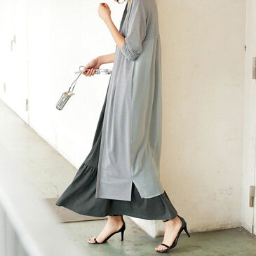 【MAX20%OFFクーポン配布中】●SALE!!セール●ニットカーディガン M L LL 異素材切替ロングカーデ(M〜LL) ryuryu リュリュ 秋 秋冬 秋服 アウトレット 在庫処分 ニット カーディガン カーデ 羽織り 40代ファッション ラナン