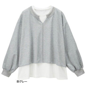 カットソー・プルオーバー M L LL 3L レイヤード風スウェットプルオーバー(M〜3L) レディース ryuryu リュリュ 春 春服 トップス 40代 ファッション 40代 レディースファッション