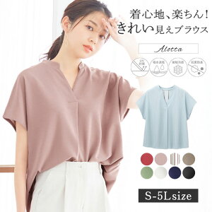 【クーポン利用で2275円に】【WEB限定】【4つの機能付】スキッパーTシャツブラウス ryuryu リュリュ レディース ブラウス Alotta アロッタ 涼しい ひんやり 接触冷感 半袖 大きいサイズ UV対策 UVカット UV加工 体型カバー