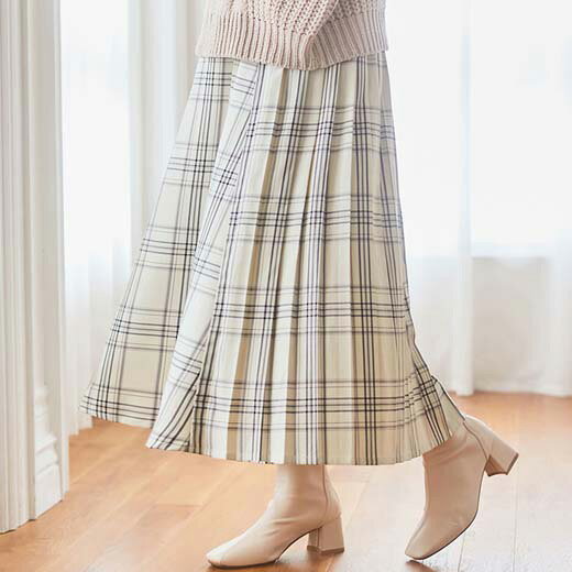 【アウトレット】Alotta（アロッタ）【WEB限定】フレアースカート（ロング） バックプリーツチェック柄スカート(M～3L) 30代 レディース 秋冬 フレアー スカート ロング丈 大きいサイズ 体型カバーのサムネイル
