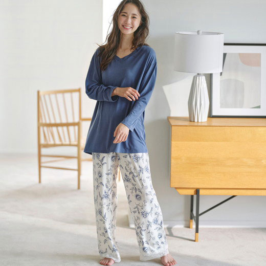 GeeRA（ジーラ）パジャマ M L LL レース付レーヨンブレンドハラマキパジャマ上下セット(M～LL) 40代レディースファッション レディース ルームウェアのサムネイル