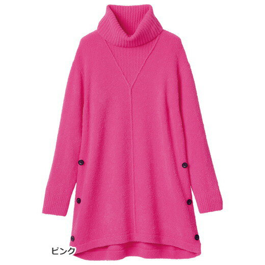 【クーポン利用で3690円に】●SALE!!セール●チュニック M L LL 3L ハイネックサイドボタンニット(M〜3L) 40代レディースファッション レディース ryuryu リュリュ 秋 秋服 Ranan ラナン シャツ ブラウス 体型カバー アウトレット 在庫処分