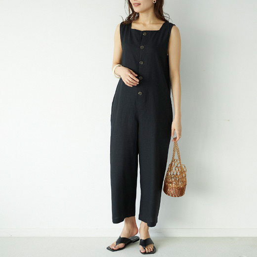 GeeRA（ジーラ）コンビネゾン 麻混オールインワン 40代レディースファッション レディース ryuryu リュリュ オールインワン ワンピース サロペット つなぎのサムネイル