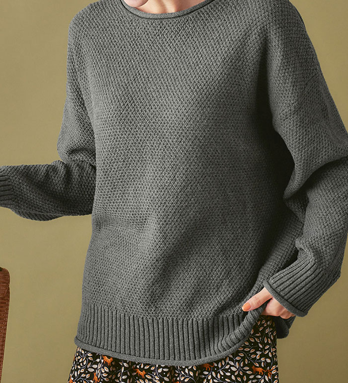 【10%OFFクーポン配布中★アフターセール★ 17日 23:59迄】 【WEB限定】ニットプルオーバー 【静電気防止】綿100％鹿の子編みゆるニット(M〜3L) レディース ファッション Viola e Viola ヴィオラ ニット トップス 体型カバー