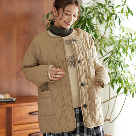 ハーフコート 【リンネルコラボ】キルト＆ボアリバーシブルコート(M～3L) RyuRyu リュリュ レディース ファッション レディース Viola e Viola ヴィオラ ハーフ コート アウター 羽織 ハーフ丈のサムネイル