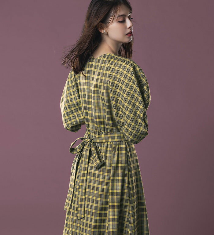 【本日全品ポイント5倍★さらに20%OFFクーポン配布中！　1日23:59迄】ワンピース パフスリーブチェック柄ワンピ (M〜3L) RyuRyu リュリュ レディース ファッション Ranan ラナン 大人 おしゃれのサムネイル