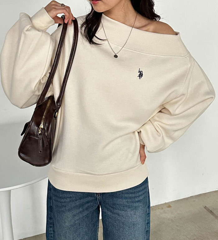 【全品P10倍×最大30％OFFクーポン発行】【U.S.POLO ASSN.】ワンショルスウェット レディース 秋 冬 スウェット トレーナー オフホワイト/グレー/ブラック/ネイビー M-LL