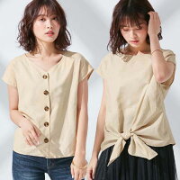 【WEB限定】ブラウス M L LL 3L綿麻素材2wayブラウス ryuryu/リュリュ 30代 40代 ファッション レディース Alotta 夏服 トップス 夏 チュニック 半袖 大人 オフィス