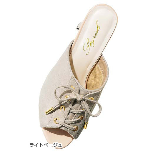 ミュール サンダル レディース S(22.0〜22.5cm) M(23.0cm) LL(24.0〜24.5cm) L(23.5cm)レースアップ美脚魅せミュール ryuryu/リュリュ 30代 40代 ファッション レディース スタイリッチ Styrich 夏服