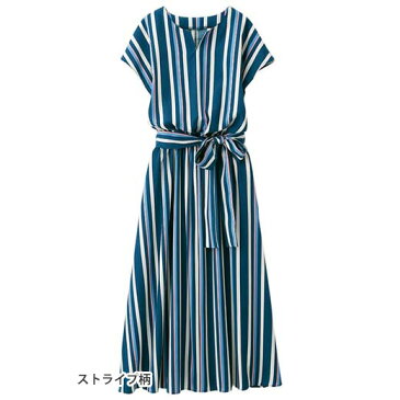 【最大2000円OFFクーポン配布中！】ワンピース 3Lキーネックロングワンピース(3L) ryuryu リュリュ 夏 夏服 40代 ワンピース レディース 大きいサイズ ワンピース 大人 ロング ロングワンピース ウエストゴム 40代 ファッション