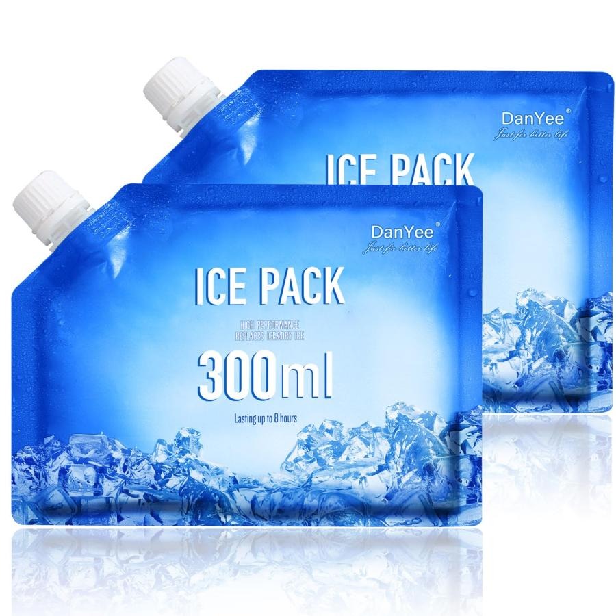 DanYee 保冷剤 次世代アイスパック 300ml ice bag 約2.5時間で凍結 氷点下約5.5時間キープ (300ml 2個)