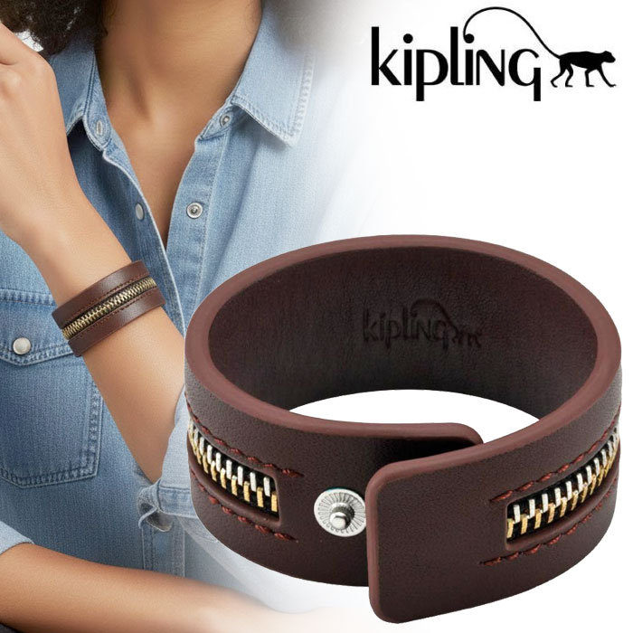 キプリング kipling レディース ブレスレット バングル Zip leather bracelet K0001903B ベルトタイプ レザー アクセサリー プレゼント ギフト