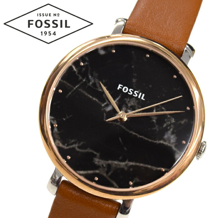 楽天腕時計＆ブランドギフト　SEIKA（専用箱なしのため大特価！） フォッシル FOSSIL ジャクリーン ES4378 時計 腕時計 レディース ブラック（ブラックマーブル） ブラウン レザー （NPS）