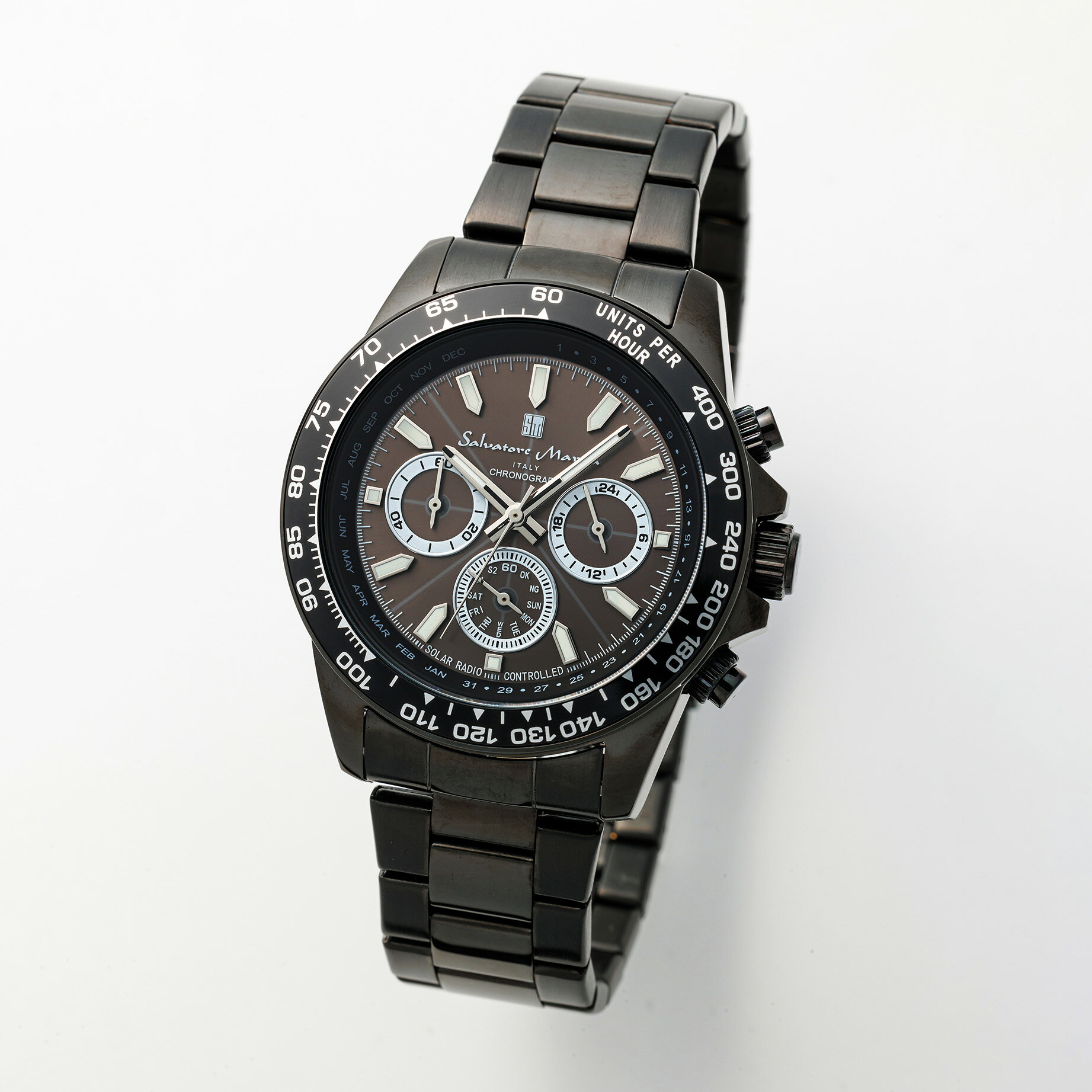 BVLGARI - Salvatore Marra サルバトーレマーラ腕時計　電波ソーラークロノグラフウォッチ SM24108-BKBK ギフト