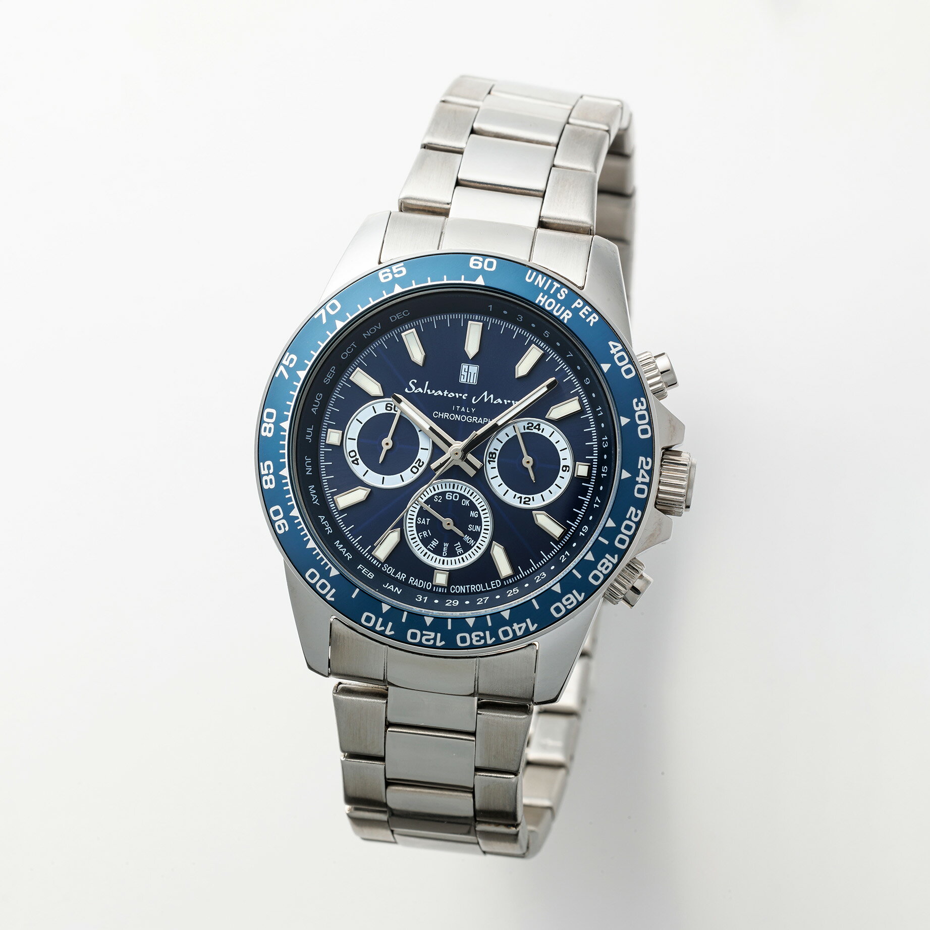 Rakuten - Salvatore Marra サルバトーレマーラ腕時計　電波ソーラークロノグラフウォッチ SM24108-SSBL ギフト