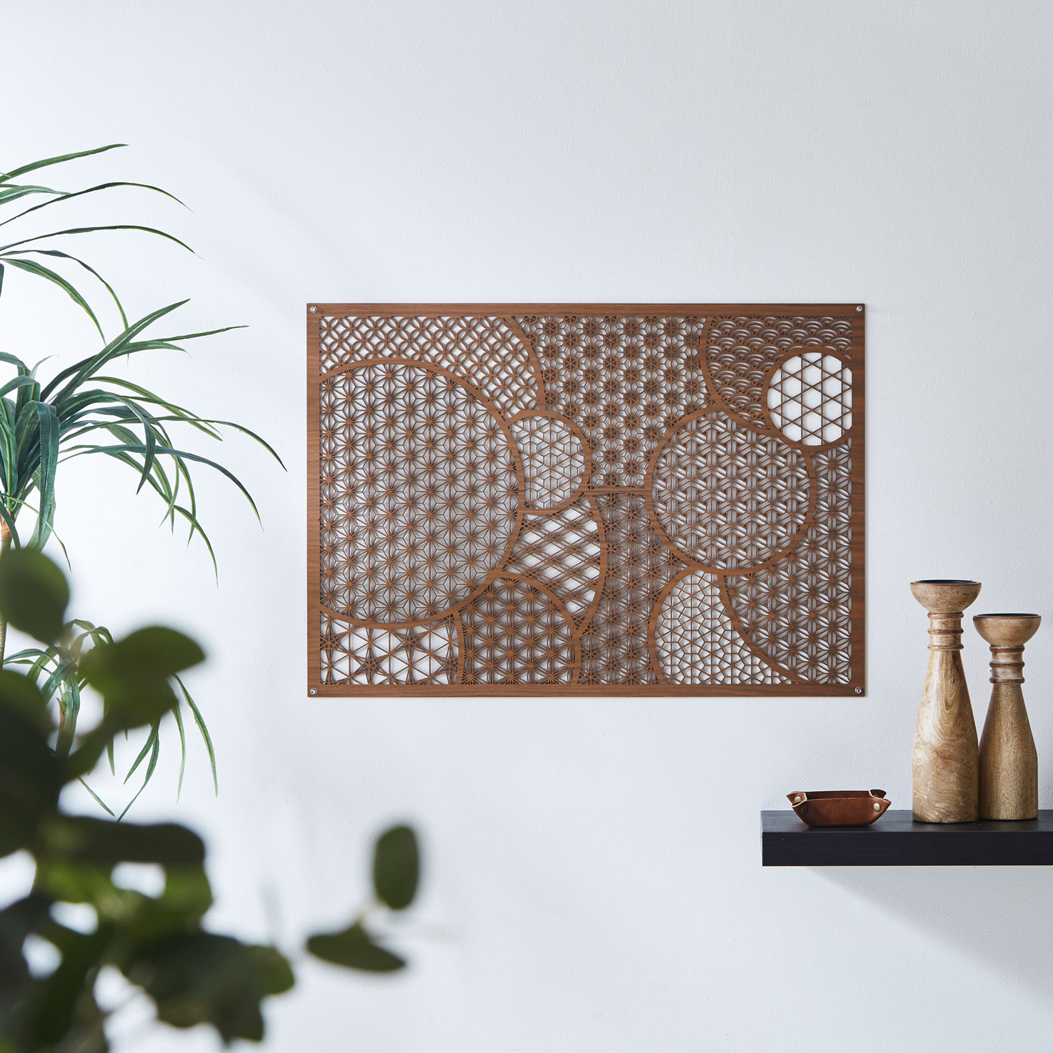 【マラソン期間中最大10倍ポイント還元】【新作】パッチワークサークル組子A2サイズ【 組子細工 和モダン WOODウォールアート プレゼント 新築お祝い 還暦お祝い 和風 壁飾 インテリア オブジェ 縁起物 新年 玄関 アート 開運 和柄 壁掛け 木製 おしゃれ 壁 】