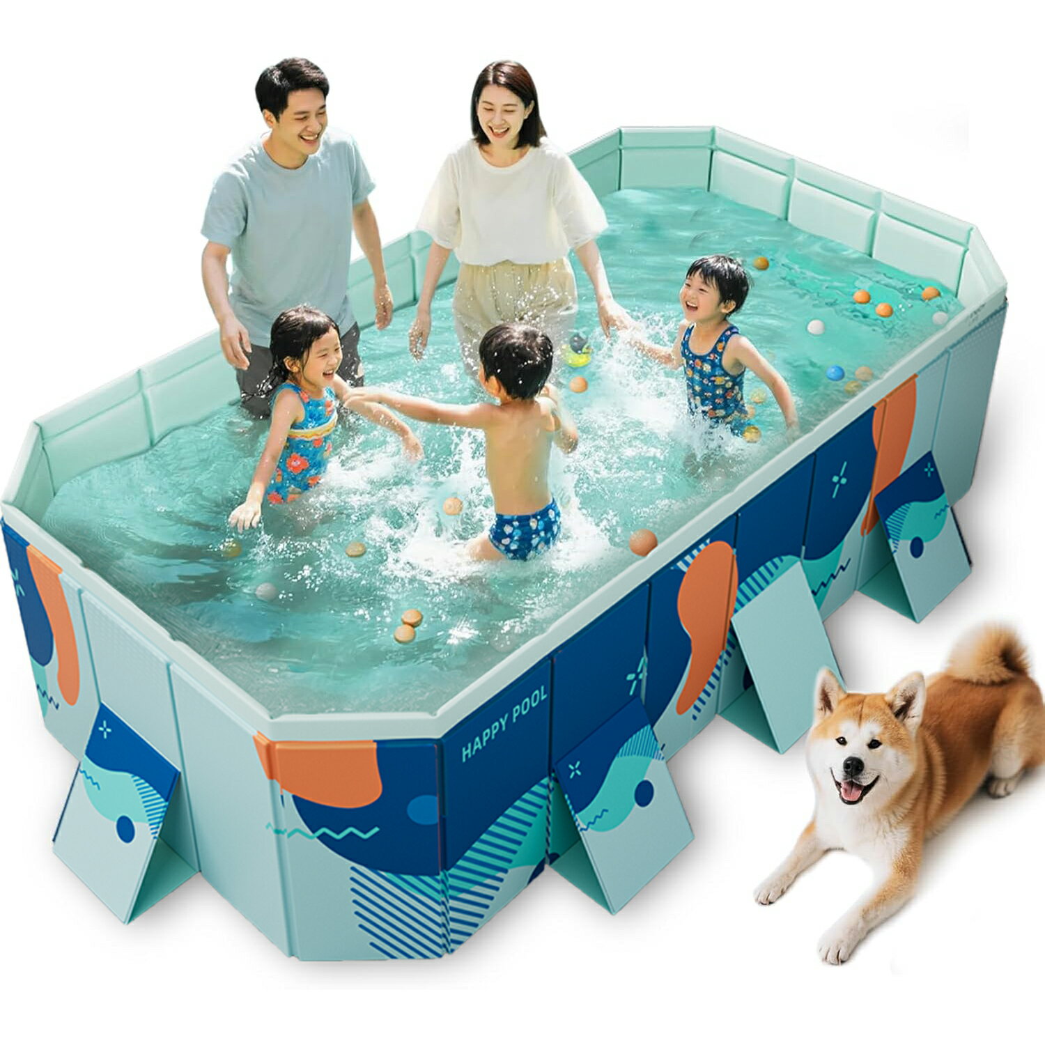 Rakuten - 【2025新改良】プール 折りたたみプール 家庭用プール 大型 折りたたみ式 子供用 2.6m 2.95m 家庭用 屋外用 非膨張式 充気不要 PVC素材 ダブル排水口付き 持ち運び便利 日本語説明書付き 修理パッチ付き