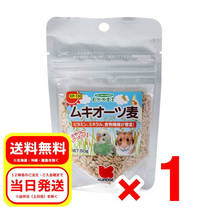 黒瀬ペットフード ムキオーツ麦 50g 自然派宣言 栄養補助食 インコ類 ハムスター リス 小動物 エサ 餌 フード おやつ KP-130