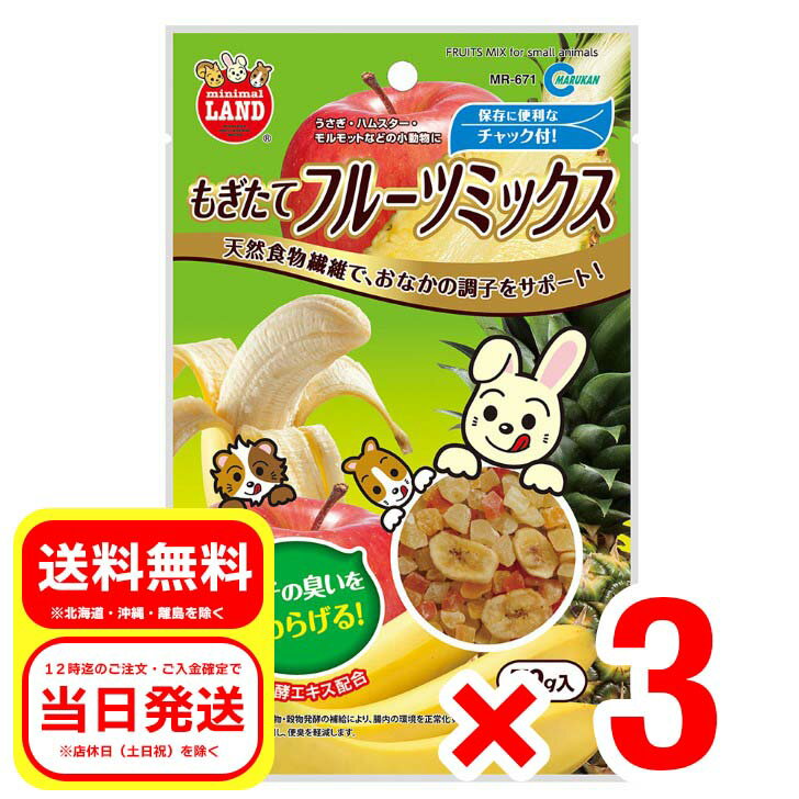 3個セット マルカン もぎたてフルーツMIX 70g 小動物 フード おやつ ウサギ 補助食品 リス ハムスター チンチラ MR-671