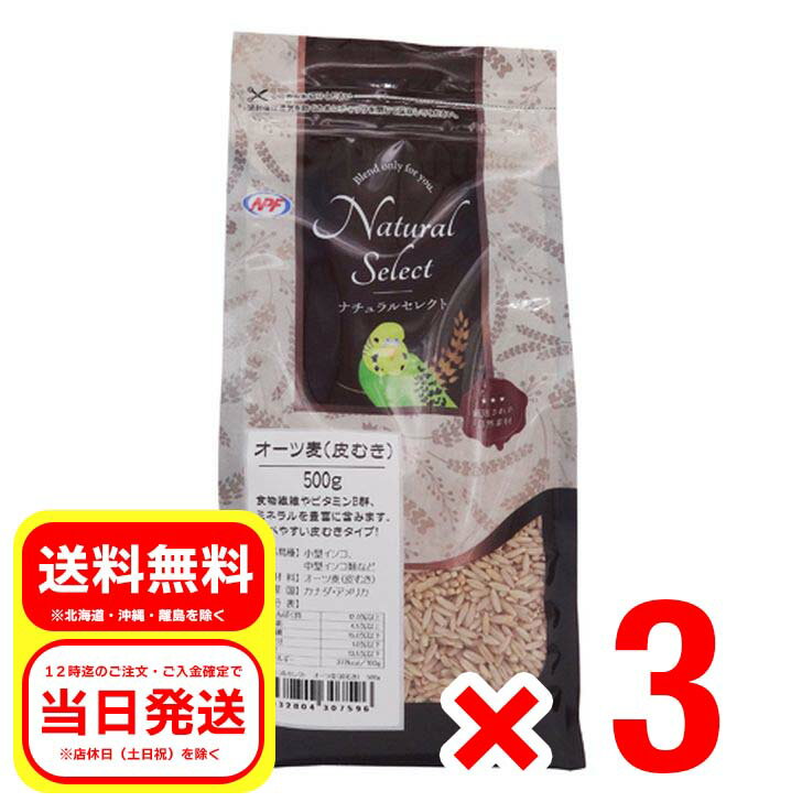 ご覧いただきまして、誠にありがとうございます。下記へ商品詳細や発送・梱包に関する注意事項を記載させていただきましたので、ご購入前にご一読をお願い致します。＜商品説明＞食物繊維やビタミンB群、ミネラルを豊富に含みます。食べやすい皮むきタイプです。＜対象＞＜内容量＞500g＜原材料＞オーツ麦（皮むき）＜メーカー＞ナチュラルペットフーズ（株）〒309-1342茨城県桜川市間中512-27＜商品コード＞4932804307596＜区分＞ペット用品＜広告文責＞株式会社流通物産（07084005330）※ 製品の仕様・画像・パッケージは、メーカー側から予告なく変更される場合があります。※製品の仕様に関するお問い合わせにつきましては、各メーカー様へご連絡をお願い致します。＜発送について＞平日12時までのご入金・ご注文確定で当日発送致します。※土日祝は店休日のため出荷は行いませんので、予めご了承下さい。＜配送方法について＞商品説明画像に【定形外郵便】に関するご注意事項・免責事項がある商品は【定形外郵便】で発送させていただきます。必ず下記注意事項をご一読いただき、ご理解いただいた上で、ご注文をお待ちしております。【定形外郵便】に関するご注意事項・免責事項・発送からお届けまで3日〜10日営業日前後かかります。・土日祝は初回配達をおこなっておりません。・紛失・破損・盗難・誤配・遅延等の保証が無い配送方法です・配達の日時指定不可となります。・簡易梱包で出荷となるため、箱潰れの可能性があります。・他商品と同時購入された場合、配送方法が変更となる場合がございます。・ポスト投函になりますが、ポストに入りきらない場合は、手渡しでのお届けとなります。・ご不在の場合は不在票が投函され、再配達のお手続きが必要になります。・配達保管期間は、初回配達から1週間になります・配達保管期間を過ぎ、当店へ返送された場合は、再配達を行わず返送手数料分を差し引いてご返金させていただきます。・不在票の投函の有無や配達に関しては最寄りの郵便局へお問い合わせください。・当店では上記配達に関する責任を免責とさせていただきます。＜梱包について＞商品名に（外箱・外袋は開封した状態でお届けします）の記載がある商品につきましては、メール便で発送するため「外箱を開封した状態」で発送させていただきますので、予めご了承ください。