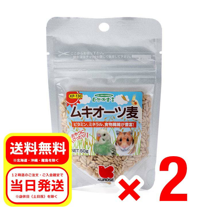 2個セット 黒瀬ペットフード ムキオーツ麦 50g 自然派宣言 栄養補助食 インコ類 ハムスター リス 小動物 エサ 餌 フード おやつ KP-130