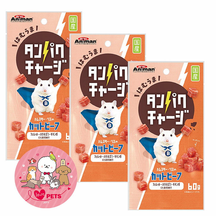 ミニアニマン ハムスターリスのカットビーフ 60g×3個セット 手にもって食べやすいキューブタイプ おやつ