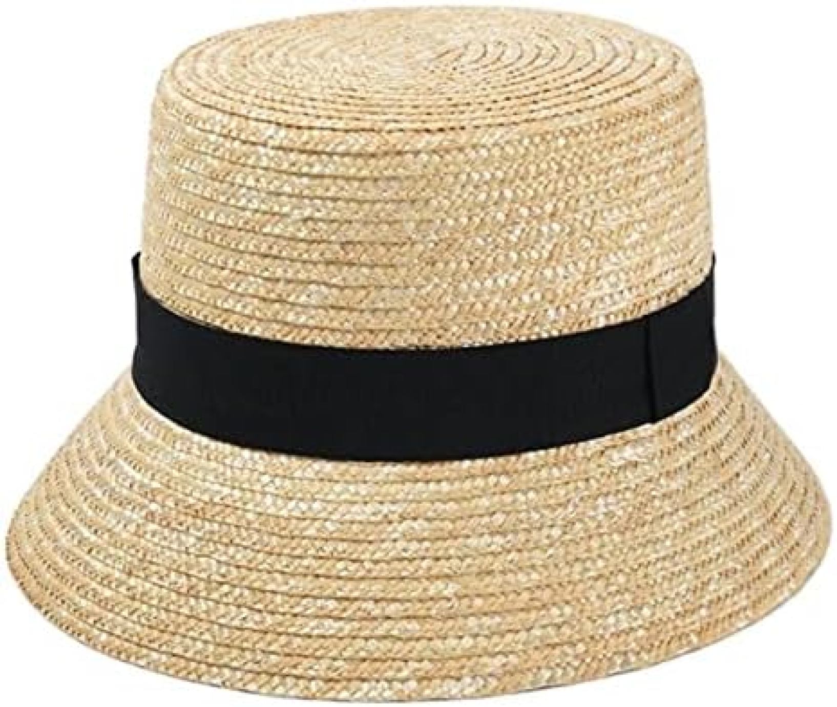 麦わら帽子 日除け帽子 わらのバケツの帽子の女性の紫外線太陽の帽子の休暇のビーチの帽子の平らな夏の太陽の帽子 ストローハット 日よ