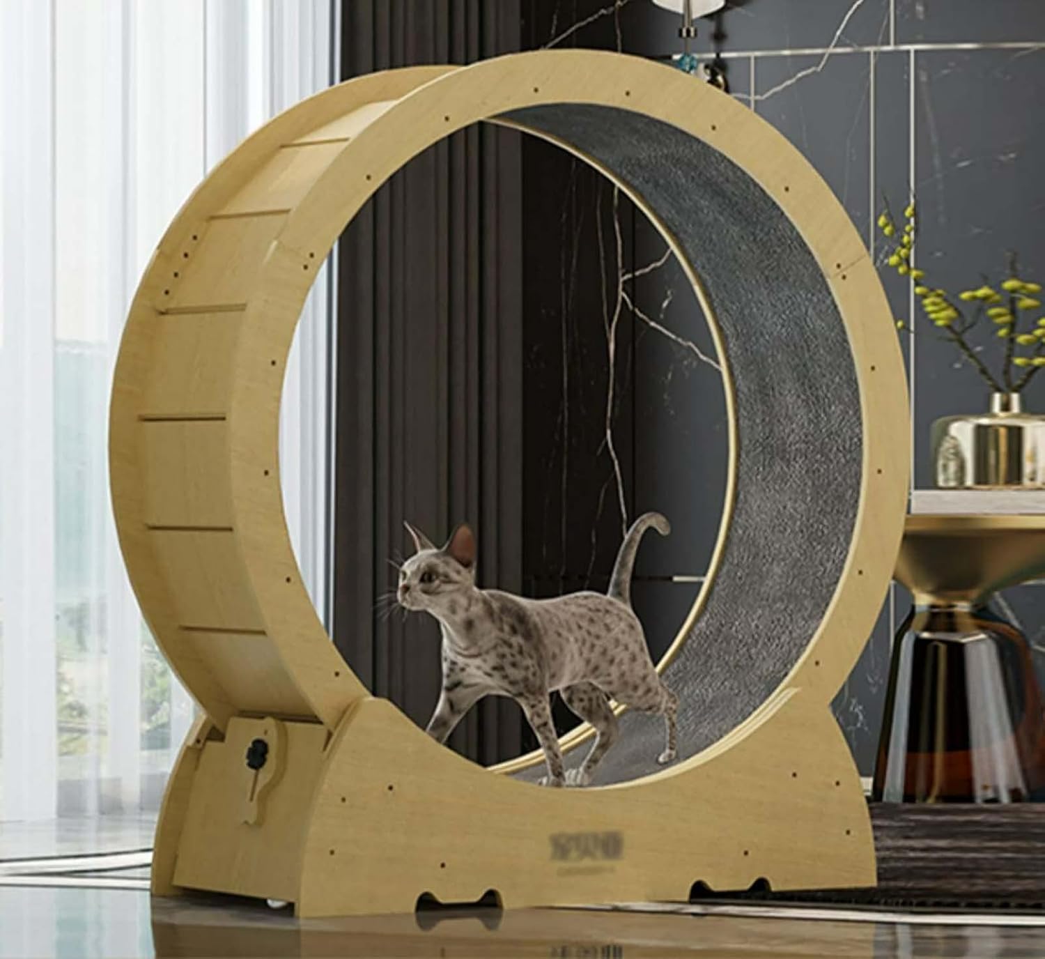 キャットホイール 大型猫用エクササイズホイール、カーペット敷きの滑走路を備えた猫用トレッドミル、猫用スポーツおもちゃ、5?6kgの猫用のフィットネス減量デバイス 猫 爪研ぎ 車のサムネイル