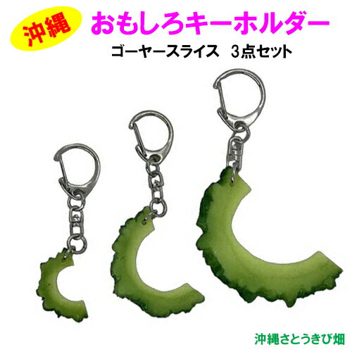 メール便（ネコポス）発送商品 おもしろキーホルダー ゴーヤースライス 3点セット