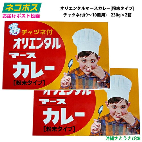 【ネコポス発送】オリエンタル マースカレー チャツネ付 (9〜10皿用) 230g×2箱　 |沖縄 お土産 ご当地グルメ お取り寄せ 景品 プレゼント ご家庭用 簡単 時短 備蓄 ストック 保存食 非常食 防災 インスタント レトロ ryuukasaki-10005425 沖縄サトウキビ畑 パッケージ画像
