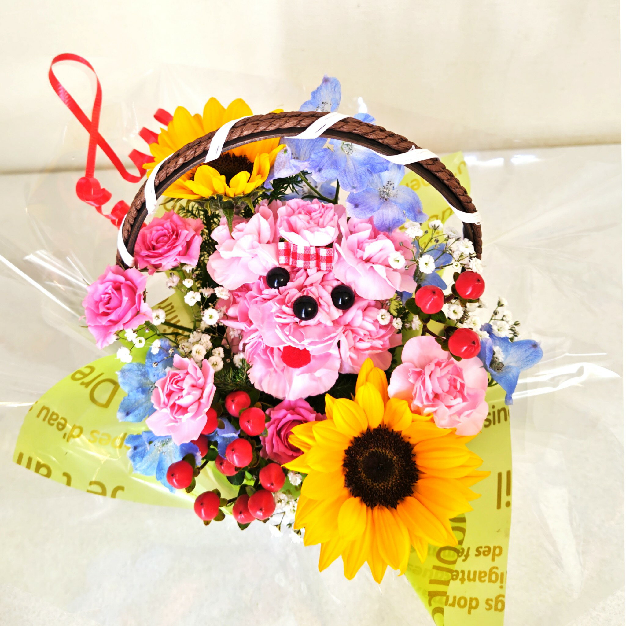 生花 プードル アレンジ 犬 動物 誕生日 記念日 プレゼント 花 結婚記念日 退職祝 結婚祝 開店 ...