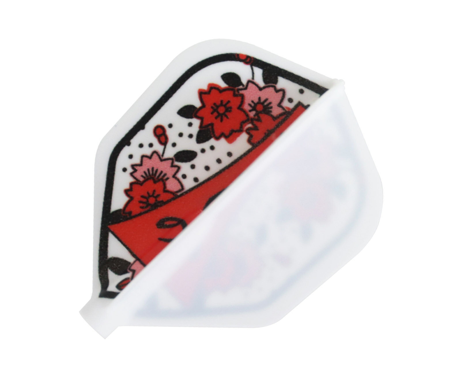 ■商品説明Fit-Flight×D.craft HANAFUDAD.craft オリジナル印刷フライトの新作「花札」です。3月（弥生）の桜をプリントしました。仕様：フィットフライト形状：シェイプ1セット（3枚入り）Fit Flight専用シャフトにのみ装着できます。一般のシャフトには装着できませんのでご注意下さい。