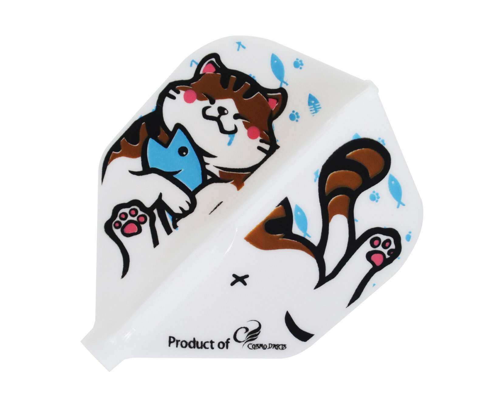 ■商品説明Fit Flight Air Printed Series CHONKER Shape White「Fit Flight (AIR) Printed Series」の第20弾。CHONKER（チョンカー）は丸々としたかわいらしい猫のこと。日本では来月2月22日が猫の日です。それに合わせていかがですか？こちらのシリーズは定期的にデザインを更新予定です。次回のデザインもお楽しみに。形状：シェイプ規格：フィットフライト1セット（3枚入り）Fit Flight専用シャフトにのみ装着できます。一般のシャフトには装着できませんのでご注意下さい。