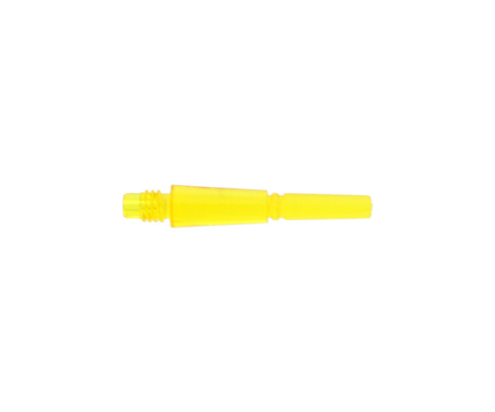 ■商品説明「Fit Shaft AIR」の特徴をそのままに、更に進化を遂げた「Fit Shaft GEAR」の誕生です！！全てを凌駕するその性能は、あらゆるニーズに対応！多彩なセッティングが実現可能に！■進化1：ねじ部分の強化！なんと約40%UP緻密な設計と強度が求められる、シャフトの根幹を支えるネジ。ネジ元から折れにくくする新技術「Fitジョイント」を採用することでサイズを変更すること無く、従来のFitシャフトのネジ部分より約40%強度UPを実現！■進化2：トップ部分の強化！なんと約30%UPフライトとシャフトを繋ぐFitシリーズの命とも言えるトップ部分。トップ部分から折れにくくする新技術「タフトップ」を採用することでサイズを変更すること無く、従来のFitシャフトのトップ部分より約30%強度UPを実現！■進化3：専用の強化PC樹脂で更にパワーアップ！シャフトは、かなり負荷が掛かるパーツ。材料に使用するプラスチック樹脂を、衝撃にたえうる剛材と柔軟性のバランスの取れた、Fit Shaft GEAR専用の強化プラスチック樹脂使用。■進化4：ロックとスピンの見分けが一目瞭然にタイプをより明確に見分けるため、トップ形状を変更。スピンタイプは従来通りのフルR形状。ロックタイプはフラット形状+トップのみ表面をマット仕上げ。これにより違いが一目瞭然になり、スペアパーツの管理がよりスムーズに！■進化5：種類豊富な全長8パターン種類豊富な善良8パターン設定により、多様なセッティングに対応。サイズ表記も分かりやすいナンバー制に一新！※ナンバー表記はサイズリストをご参照ください。■進化6：ニーズに答える3シリーズバライティー豊かな3シリーズ設定！より多彩なセッティングが行えます！【スペック】サイズ：1〜8全長（mm）：13.0(1)　18.0(2)　24.0(3)　28.5(4)　31.0(5)　35.0(6)　38.5(7)　42.5(8)機能：スピン、ロック、ハイブリッド材質：PC特殊仕様：フィットフライト専用カラー：クリアイエロー