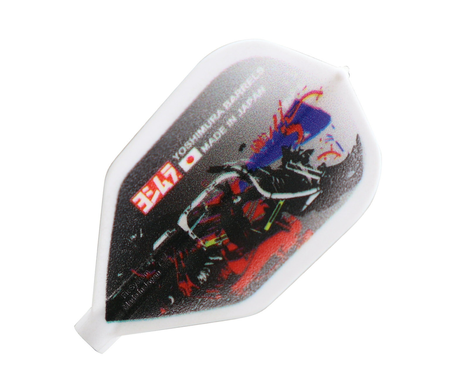■商品説明YOSHIMURA BARRELS × Fit Flight EXHAUST【心躍る・・・ヨシムラ最新フライトデザイン】エキゾーストとは、一般的にエンジンの排気システム全体を指す言葉です。バイクパーツが抽象的にデザインされつつ、今までのヨシムラフライトのデザインイメージを一新したカラーリングとなっています。カラーリングはバイクレースのユニフォームから連想しています。形状：シェイプ規格：フィットフライト1セット（3枚入り）Fit Flight専用シャフトにのみ装着できます。一般のシャフトには装着できませんのでご注意下さい。