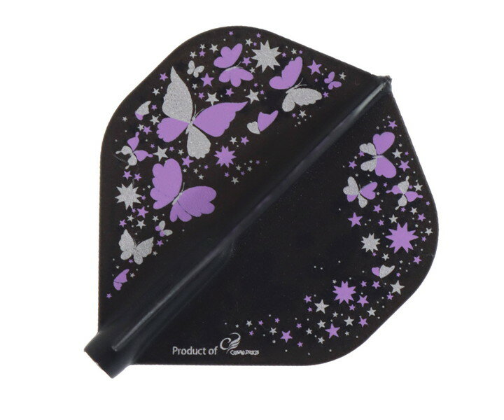 【メール便OK】ダーツ フライト【フィット】プリンテッドシリーズ バタフライ スタンダード Dブラック