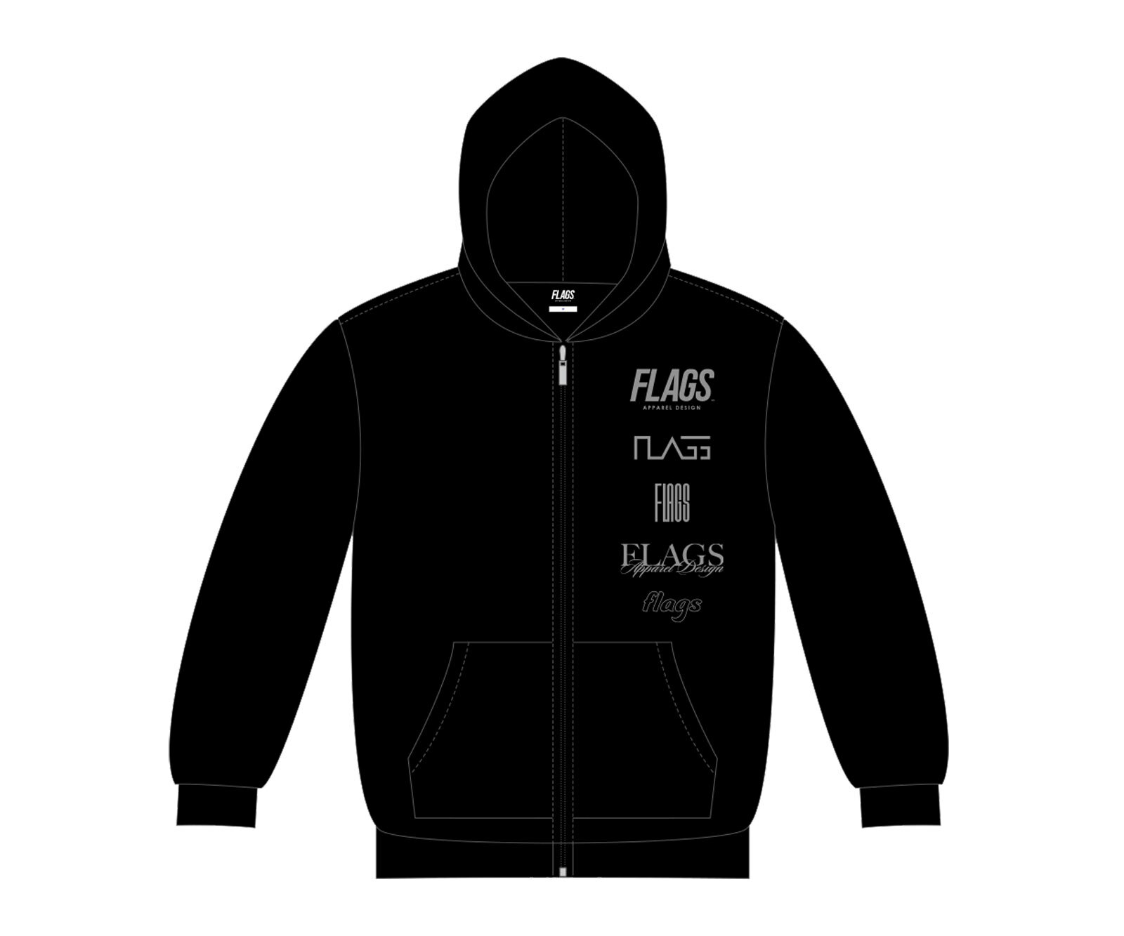 【送料無料】ダーツ アパレル【フラッグス】フーデッド スウェットシャツ ブラック S