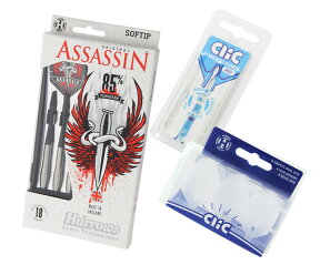 ダーツバレル【ハローズ】初心者応援セット （アサシン ASSASSIN 18gR ＋CLICフライト・シャフト）