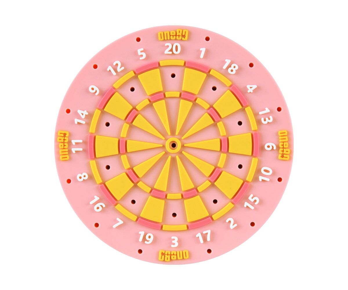 【メール便OK】ダーツ雑貨【ワンエイティ】ラバー ダーツ ホルダー DARTS BOARDタイプ　ピンク/イエロー
